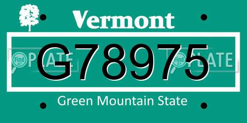 G78975 Vermont License Plate