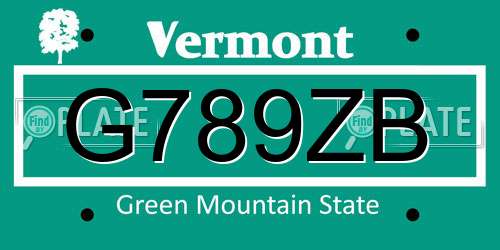 G789ZB Vermont License Plate