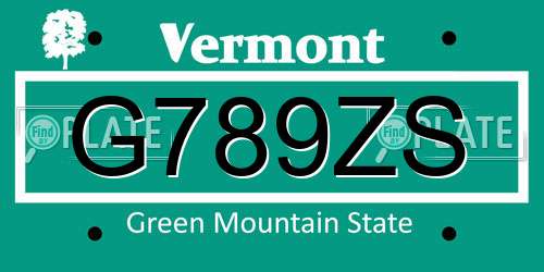 G789ZS Vermont License Plate