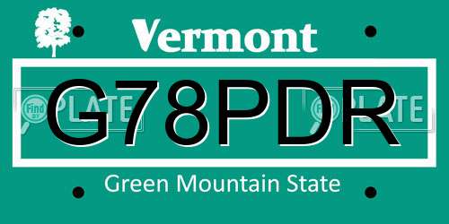 G78PDR Vermont License Plate