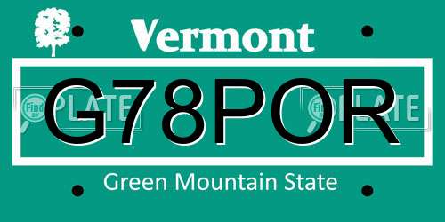 G78POR Vermont License Plate