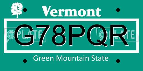G78PQR Vermont License Plate
