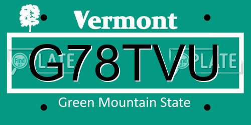 G78TVU Vermont License Plate
