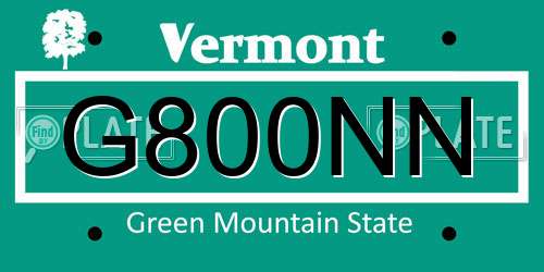 G800NN Vermont License Plate