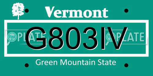 G803IV Vermont License Plate