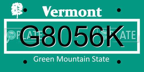 G8056K Vermont License Plate