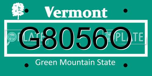 G8056O Vermont License Plate