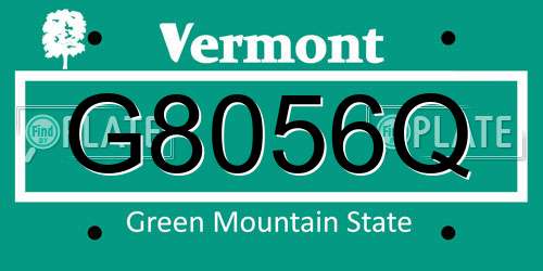 G8056Q Vermont License Plate