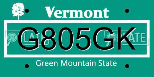 G805GK Vermont License Plate