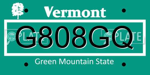 G808GQ Vermont License Plate