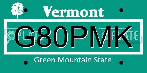 G80PMK Vermont License Plate