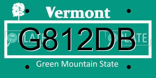 G812DB Vermont License Plate
