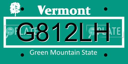 G812LH Vermont License Plate