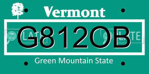 G812OB Vermont License Plate