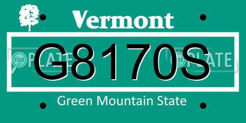 G8170S Vermont License Plate