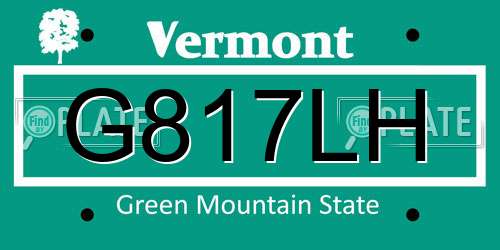 G817LH Vermont License Plate
