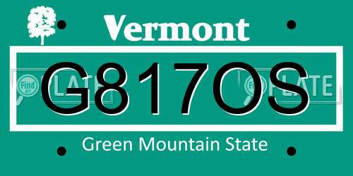 G817OS Vermont License Plate