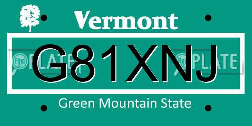 G81XNJ Vermont License Plate