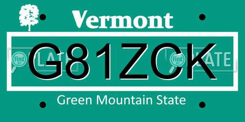 G81ZCK Vermont License Plate