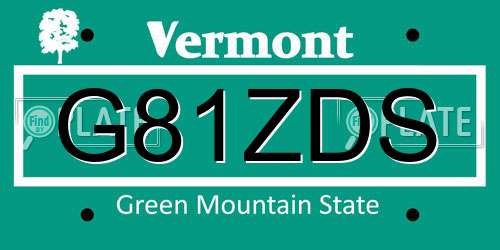 G81ZDS Vermont License Plate