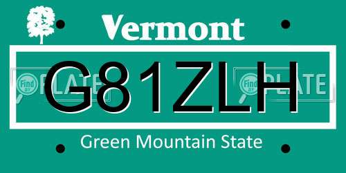G81ZLH Vermont License Plate