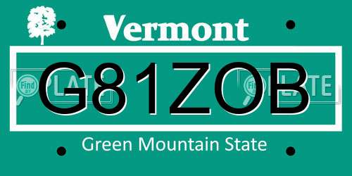 G81ZOB Vermont License Plate