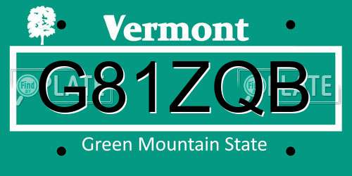 G81ZQB Vermont License Plate