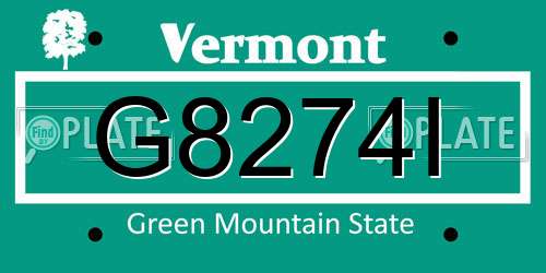 G8274I Vermont License Plate