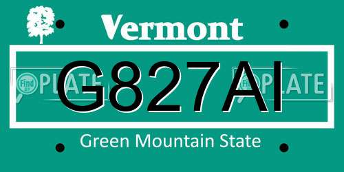 G827AI Vermont License Plate