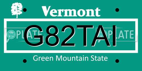 G82TAI Vermont License Plate