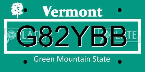 G82YBB Vermont License Plate