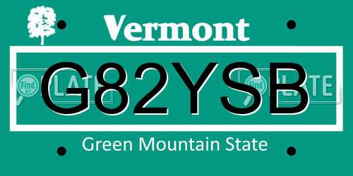G82YSB Vermont License Plate