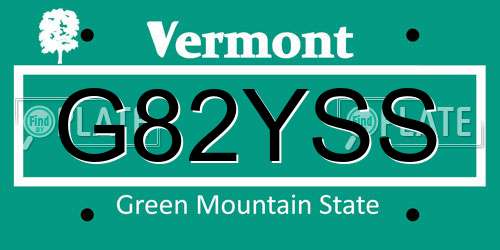 G82YSS Vermont License Plate