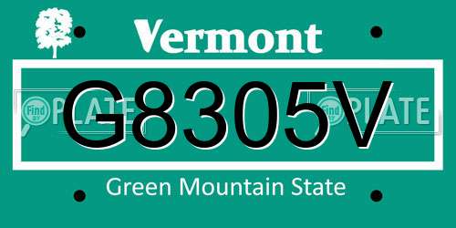 G8305V Vermont License Plate