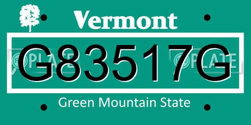 G83517G Vermont License Plate