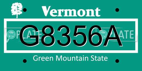 G8356A Vermont License Plate