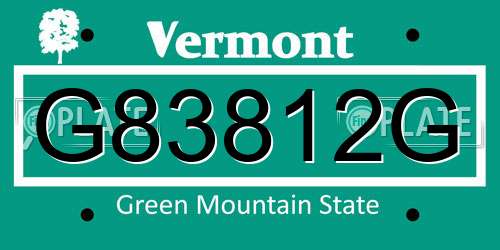 G83812G Vermont License Plate