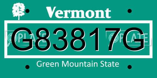G83817G Vermont License Plate
