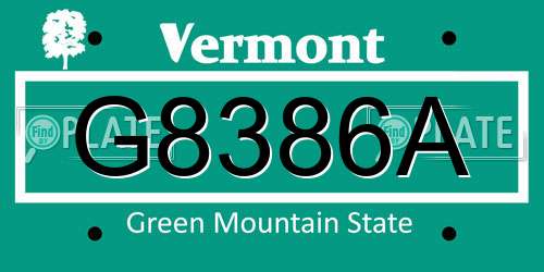 G8386A Vermont License Plate