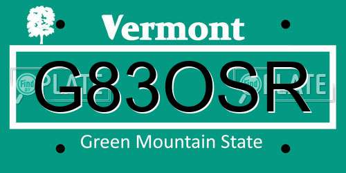 G83OSR Vermont License Plate