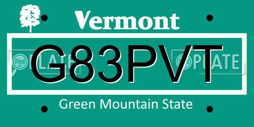 G83PVT Vermont License Plate