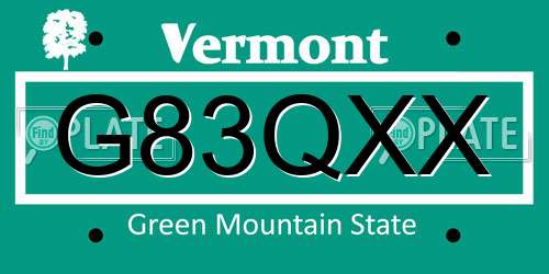 G83QXX Vermont License Plate