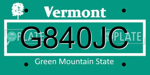G840JC Vermont License Plate