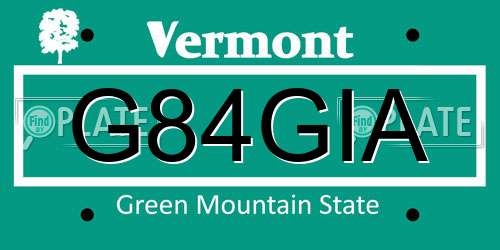 G84GIA Vermont License Plate