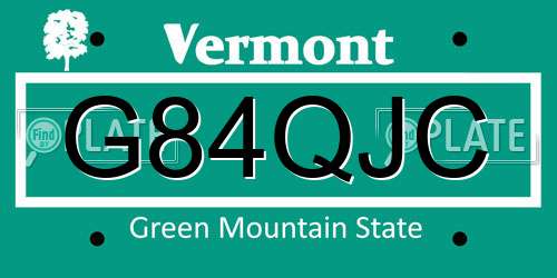 G84QJC Vermont License Plate
