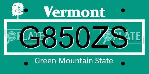 G850ZS Vermont License Plate