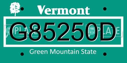G85250D Vermont License Plate