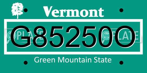 G85250O Vermont License Plate