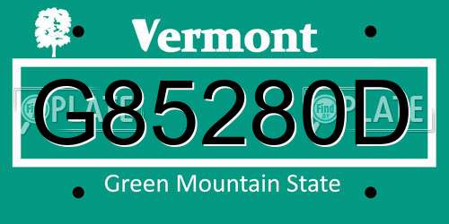 G85280D Vermont License Plate