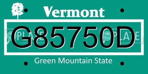 G85750D Vermont License Plate